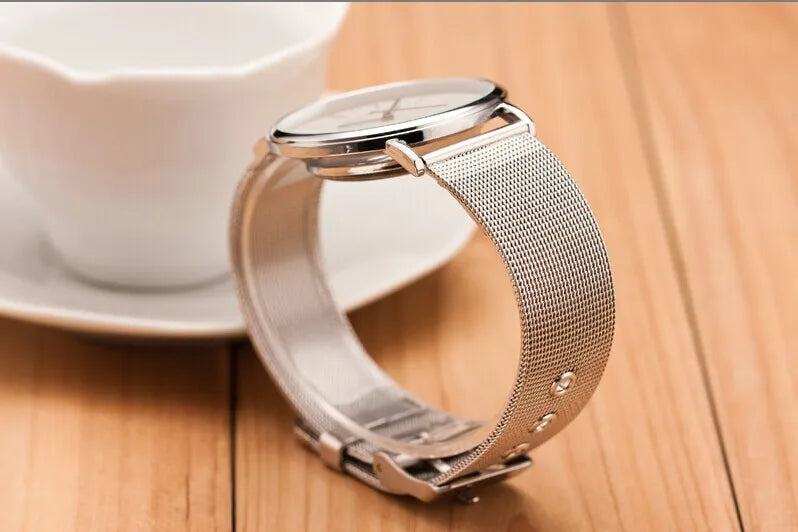 Montre femme maille métalique