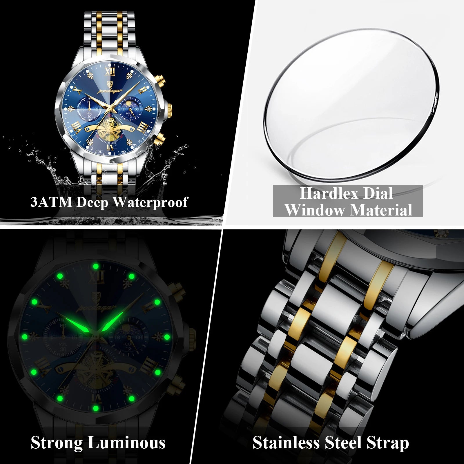 Montre homme lumineuse